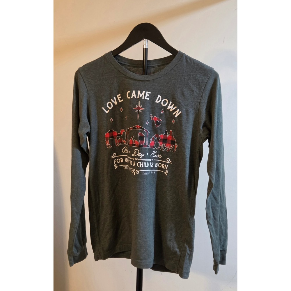 Love Is Faith Best Day Ever Long Sleeve Shirt Womens Size Small Christmas